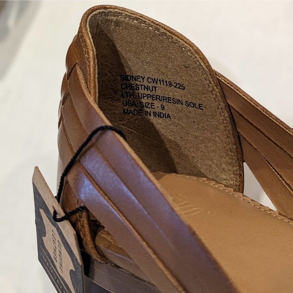 Crevo Sidney Sandals Women's 9 Huarache Flats Leather Chestnut Brown Narrow New - Picture 4 of 6